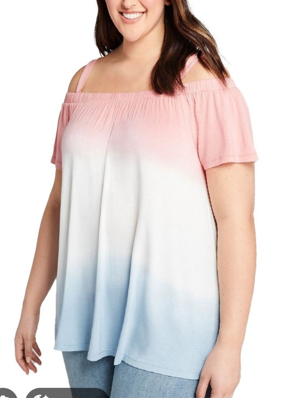 Lane Bryant Pink to Blue Ombre Off-Shoulder Tunic